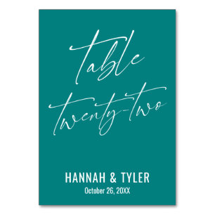 Contemporary Elegant Teal Table Twenty-Two Number