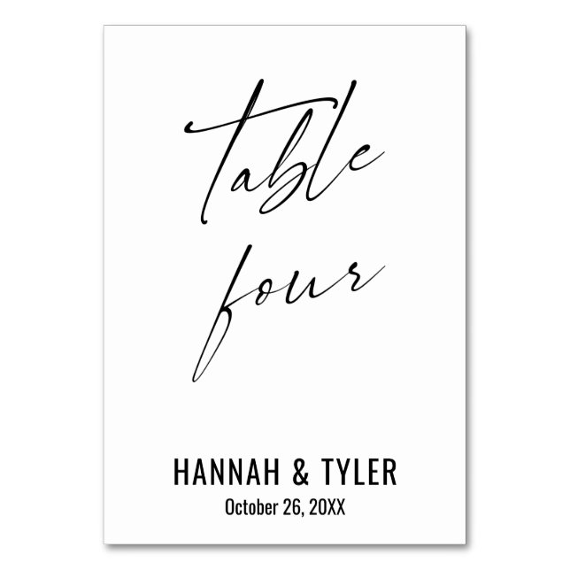 Contemporary Elegant Typography Table Four Number (Front)