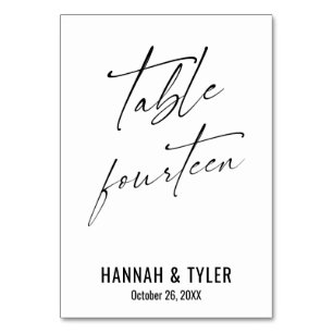 Contemporary Elegant Typography Table Fourteen Number