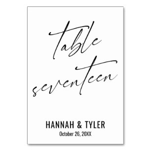 Contemporary Elegant Typography Table Seventeen Number