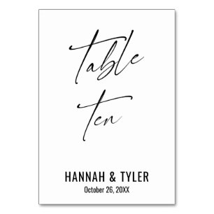 Contemporary Elegant Typography Table Ten Number