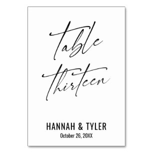 Contemporary Elegant Typography Table Thirteen Number