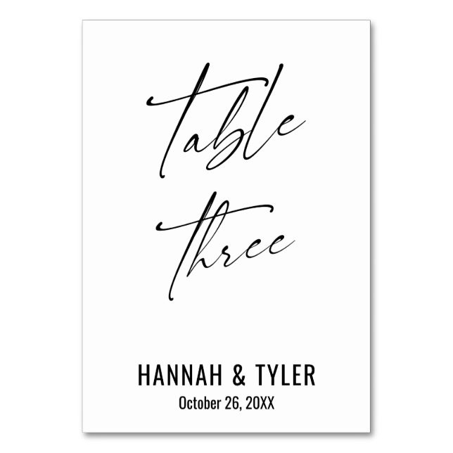 Contemporary Elegant Typography Table Three Number (Front)