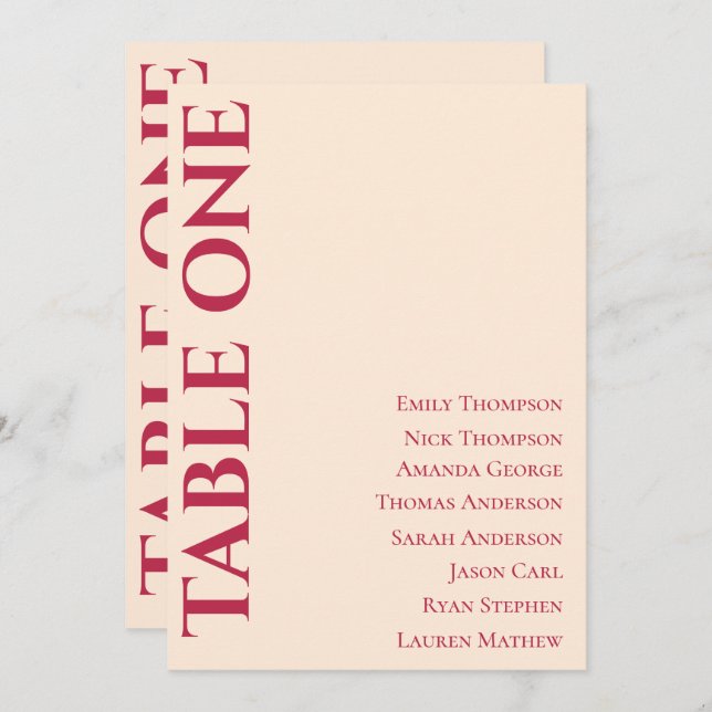  Contemporary Elegant Wedding Table Seating Chart (Front/Back)