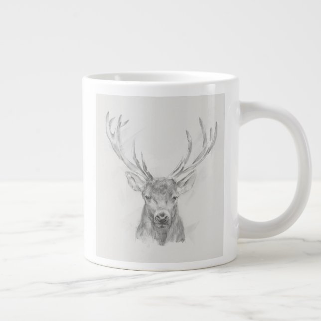 Contemporary Elk Sketch Large Coffee Mug (Right)
