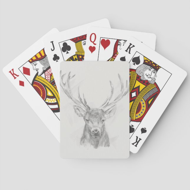 Contemporary Elk Sketch Playing Cards (Back)