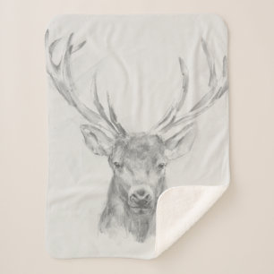 Contemporary Elk Sketch Sherpa Blanket