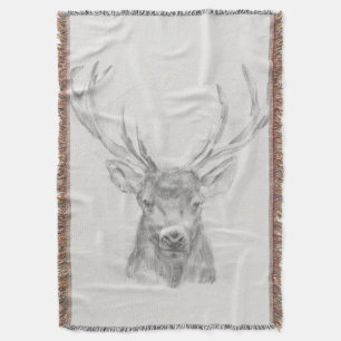Contemporary Elk Sketch Throw Blanket
