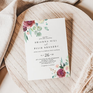 Contemporary Eucalyptus Floral Casual Wedding Invitation