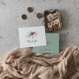 Contemporary Eucalyptus Floral Flat Wedding Thank You Card