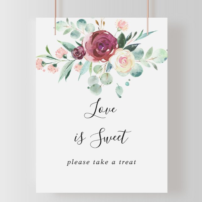 Contemporary Eucalyptus Floral Love Is Sweet Sign (Creator Uploaded)