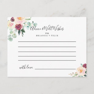 Contemporary Eucalyptus Floral Wedding Advice Card