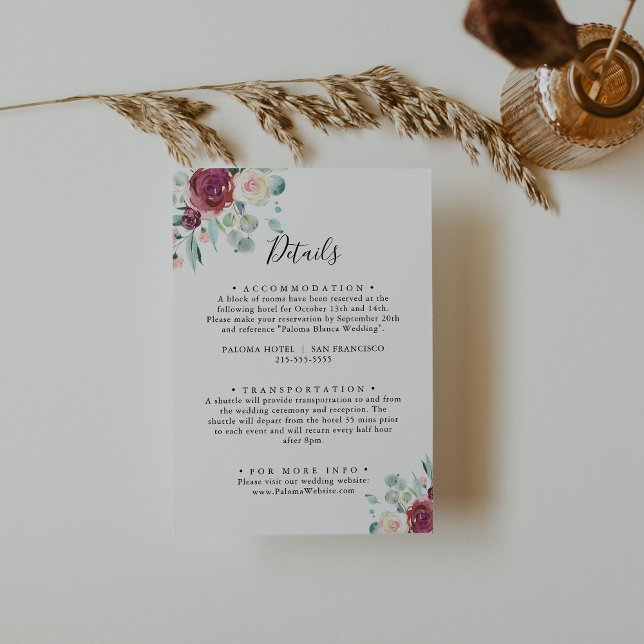 Contemporary Eucalyptus Floral Wedding Details Enclosure Card (Creator Uploaded)