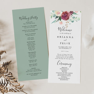 Contemporary Eucalyptus Floral Wedding Program