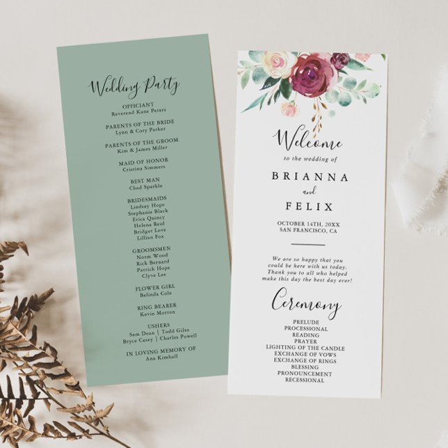 Contemporary Eucalyptus Floral Wedding Program (Creator Uploaded)
