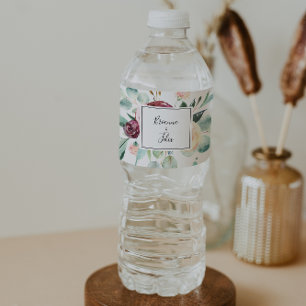 Contemporary Eucalyptus Floral Wedding Water Bottle Label