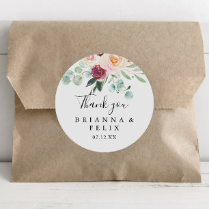 Contemporary Eucalyptus Thank You Wedding Favour Classic Round Sticker