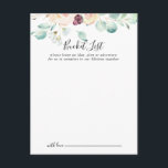Contemporary Eucalyptus Wedding Bucket List Cards<br><div class="desc">These contemporary eucalyptus wedding bucket list cards are the perfect activity for a simple wedding reception or bridal shower. The design features watercolor purple, blush, bordo and burgundy delightful peonies with green eucalyptus leaves, inspiring artistic beauty. Change the wording to suit any life event. Bucket list sign is sold separately....</div>