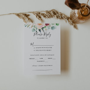 Contemporary Eucalyptus Wedding Menu Choice RSVP