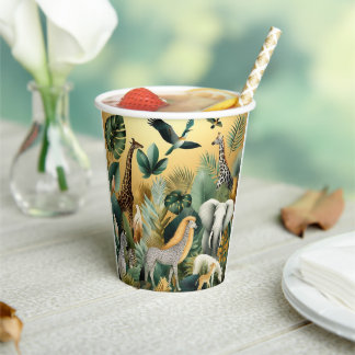 Contemporary exotic animals and birds 1 gold paper cups