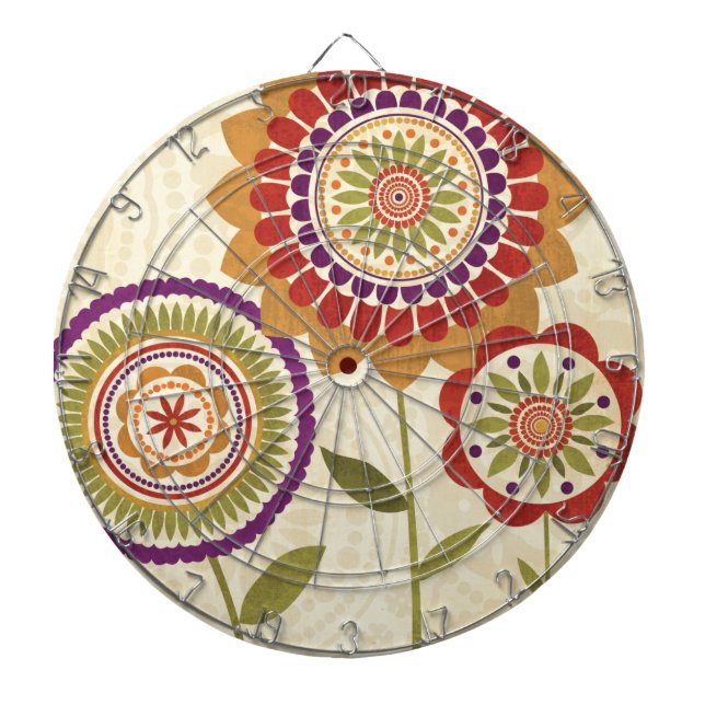 Contemporary Fall Flowers Dartboard (Front)