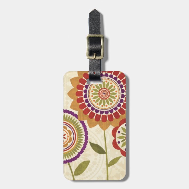 Contemporary Fall Flowers Luggage Tag (Front Vertical)