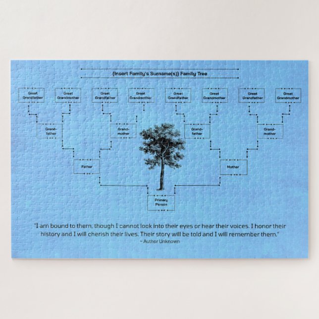 Contemporary Family Tree: Blue Jigsaw Puzzle (Horizontal)