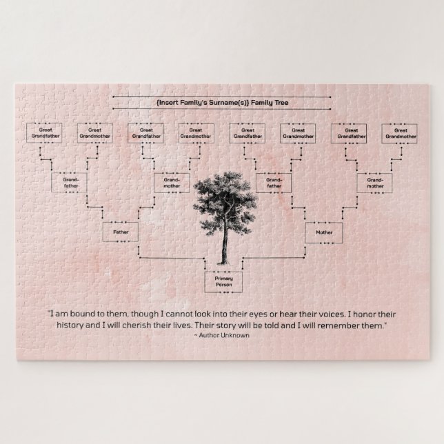 Contemporary Family Tree: Peach Jigsaw Puzzle (Horizontal)