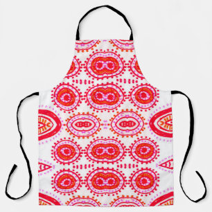 Contemporary Fashion Template. Red Folklore Boho G Apron