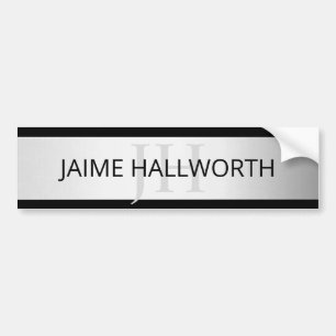 Contemporary Faux Silver Ombre Stripes & Black Bumper Sticker