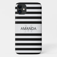 Contemporary Faux Silver Ombre Stripes & Black