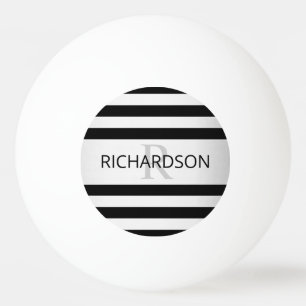 Contemporary Faux Silver Ombre Stripes & Black Ping Pong Ball
