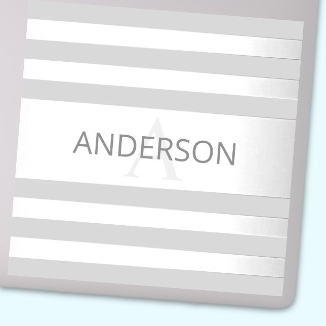 Contemporary Faux Silver Ombre Stripes & Grey (Creator Uploaded)