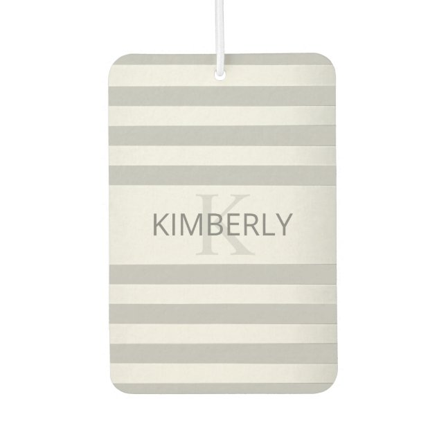 Contemporary Faux Silver Ombre Stripes & Grey Car Air Freshener (Front)