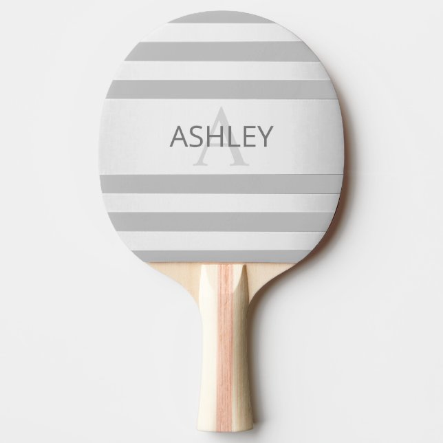 Contemporary Faux Silver Ombre Stripes & Grey Ping Pong Paddle (Front)