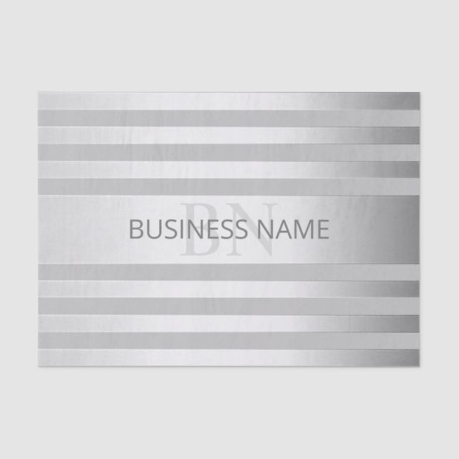 Contemporary Faux Silver Ombre Stripes & Grey Tissue Paper (Front)