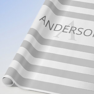 Contemporary Faux Silver Ombre Stripes & Grey Wrapping Paper