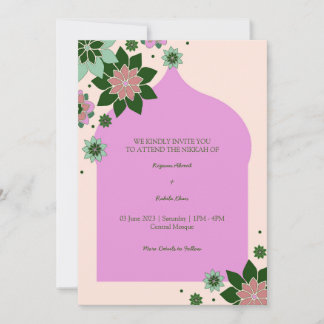 Contemporary Floral, Abstract Nikkah Invitation