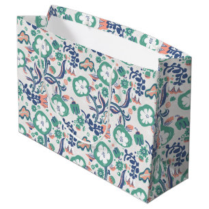 Contemporary Floral Doodle Print Large Gift Bag