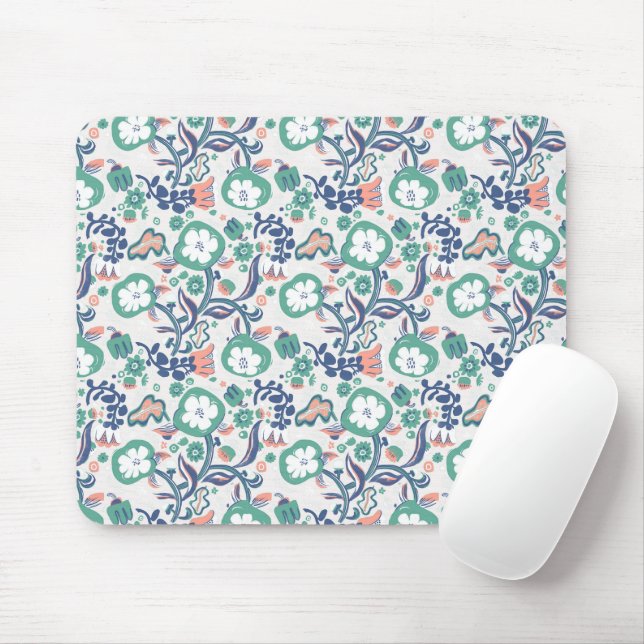Contemporary Floral Doodle Print Mouse Pad (With Mouse)