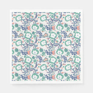 Contemporary Floral Doodle Print Napkin
