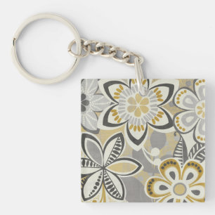 Contemporary Floral Patterns Key Ring
