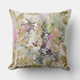 Contemporary Florals, Birds Sage Background Cushion