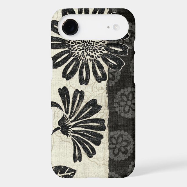 Contemporary Florals in Black and White Case-Mate iPhone Case (Back)