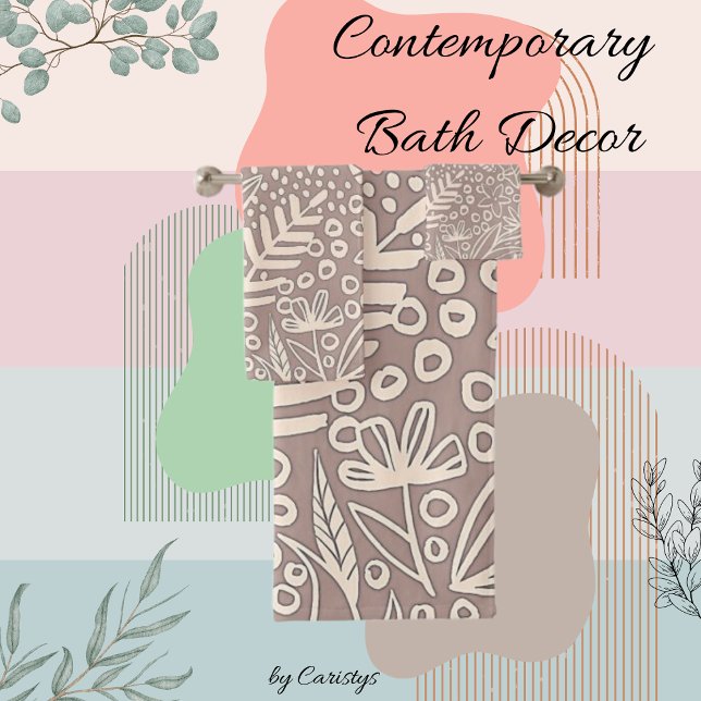 Contemporary Flowers Greenery Bath Towel Set (Creator Uploaded)