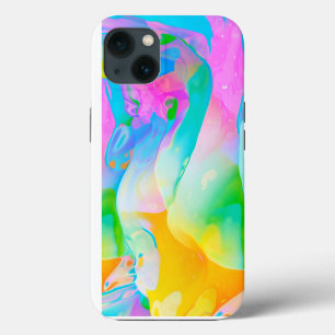 Contemporary Fluid Neon Abstract iPhone 13 Case