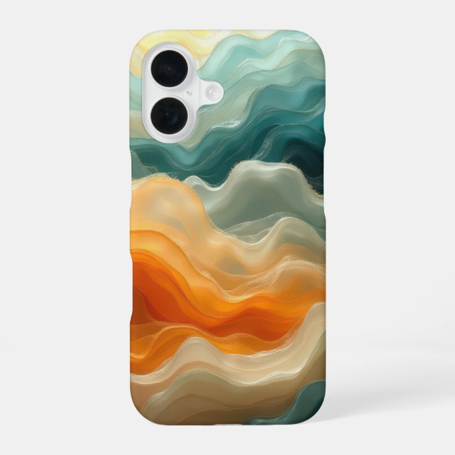 Contemporary Fluid Wave Abstract iPhone 16 Case (Back)