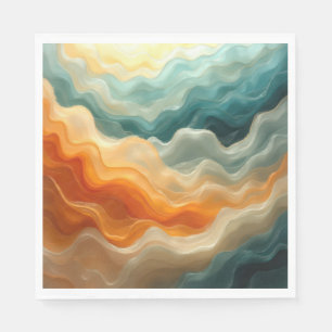Contemporary Fluid Wave Abstract Napkin