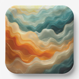 Contemporary Fluid Wave Abstract Paper Plate