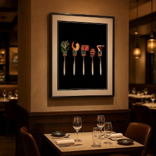 Contemporary Foods on Forks Art Print Poster